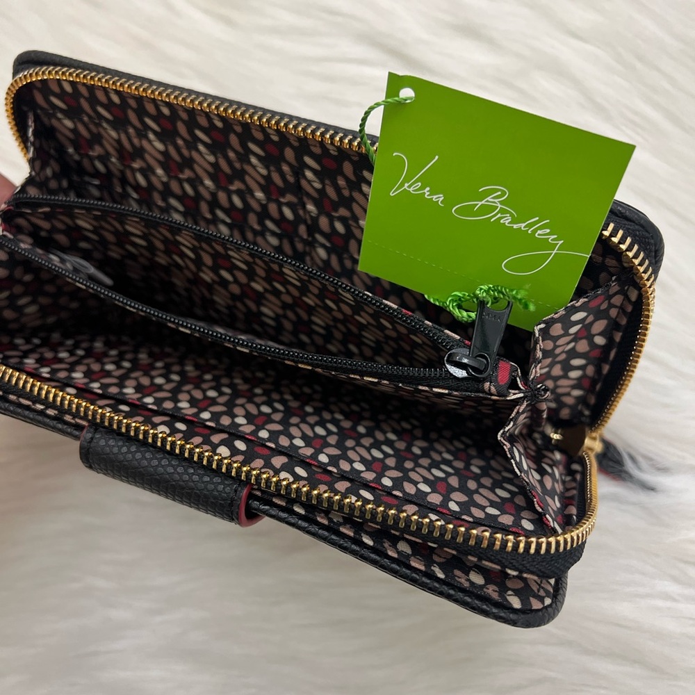 VERA BRADLEY - BLACK NYLON PREPPY POLLY LONG ZIP WALLET - Picture 6 of 10